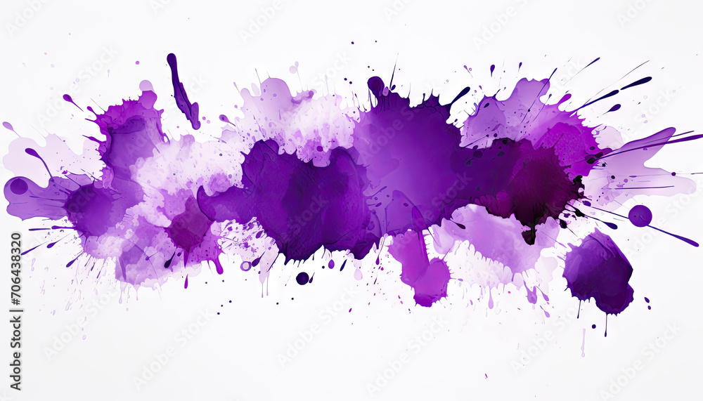 Abtract purple brush spots on clear white background