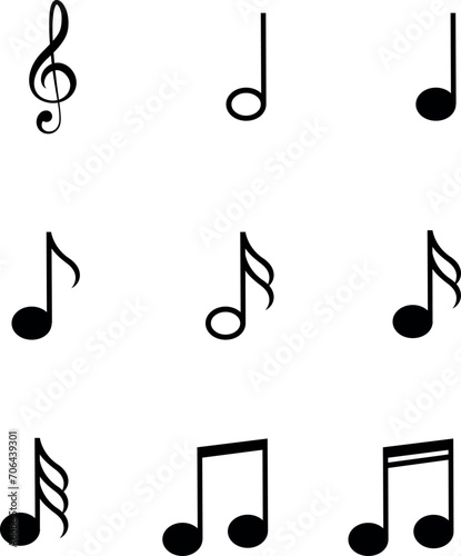 Music notes icon set, Music notes symbol, vector illustration 