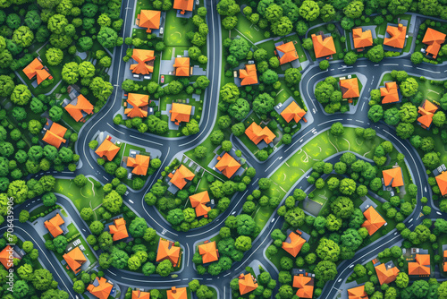Town top view. Map of suburb town for real estate concept photo