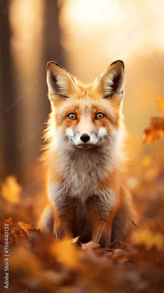 Fototapeta premium Fox, Minimalistic Professional Portrait, Generative AI