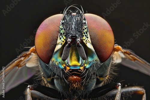 Extreme Macro image of colorful metallic Hover Fly - Ornidia obesa. © Svetlana