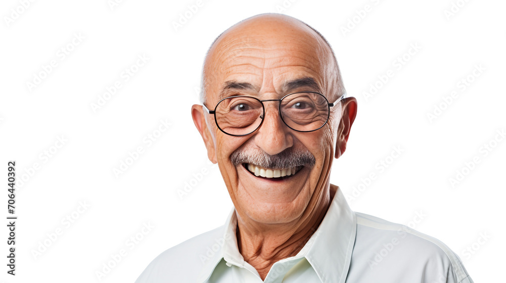 Wise Brazilian Elder in Glasses on a transparent background
