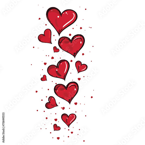 Cute valentines hearts flying on white background icon