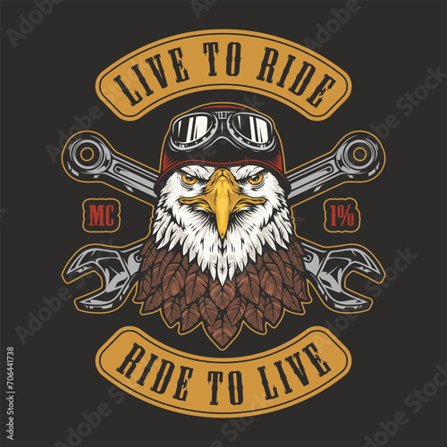 Biker community colorful vintage poster