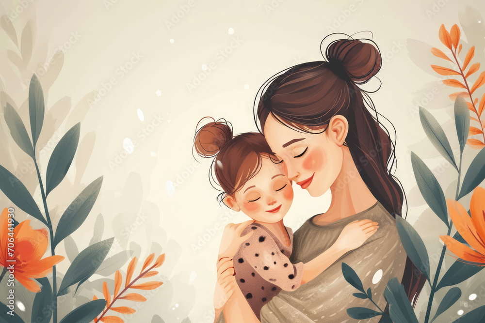 Happy young mother holding smiling little daughter in hands. Loving mom hugging small girl child show love and care - obrazy, fototapety, plakaty 