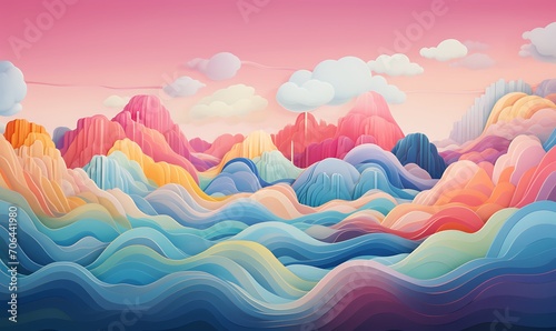 A colorful cloud with wavy lines on it  in the style of surreal 3d landscapes  textural explorations. Generative Ai
