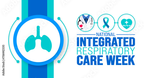 February is National integrated respiratory care week  background template. Holiday concept. background, banner, placard, card, and poster design template with text inscription and standard color.