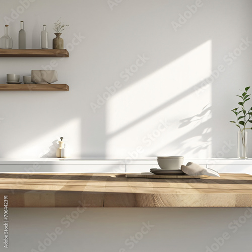 Clean and Modern Kitchen Template with Bright Interior  White Walls  and Ample Space - Ideal for Culinary Creations and Lifestyle Concepts - Generative AI