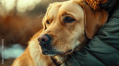 A close-up photograph of a dog wearing a hat. This picture can be used to add a playful touch to any project