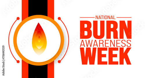 February is National burn awareness week background template. Holiday concept. background, banner, placard, card, and poster design template with text inscription and standard color. vector
