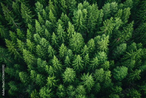 Green fresh tree abstract texture from top view