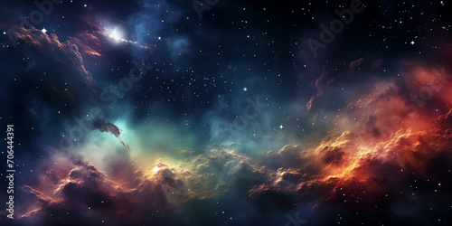 Nebula and galaxies in space. Abstract cosmos background