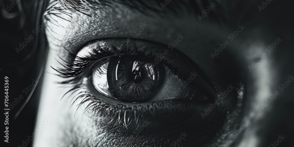 Obraz premium A detailed close-up of a person's eye. Perfect for illustrating concepts related to vision, emotions, or beauty
