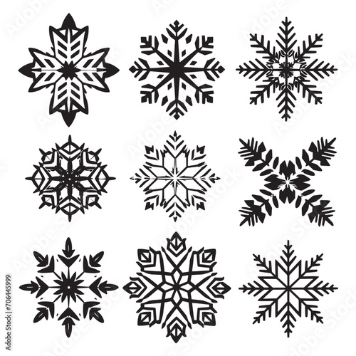 set of snowflakes illustration vector 