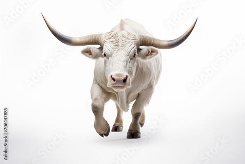 Raging, muscular bull in attack pose