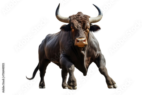 Raging  muscular bull in attack pose