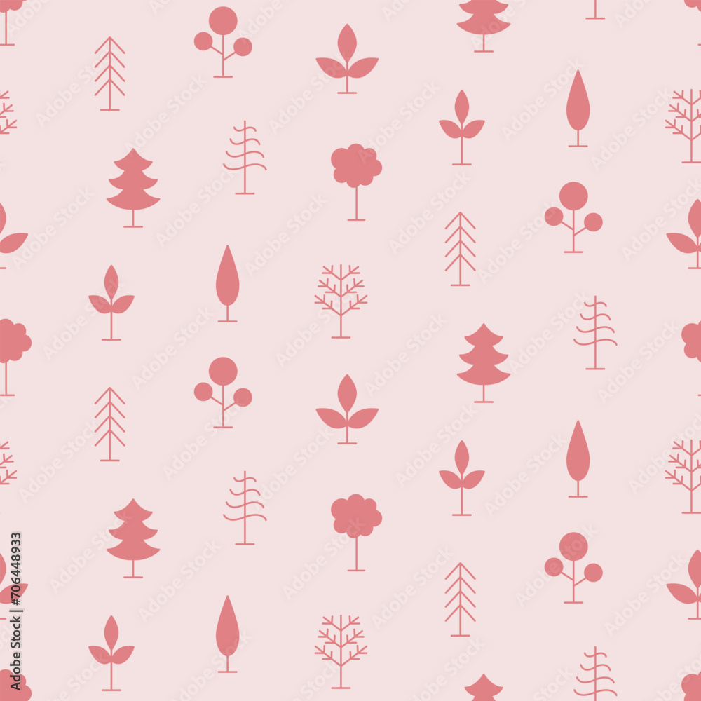 Trees Forest Seamless Pattern Minimal Print