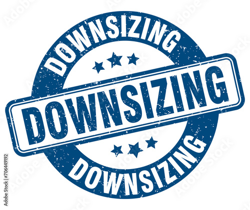 downsizing stamp. downsizing label. round grunge sign