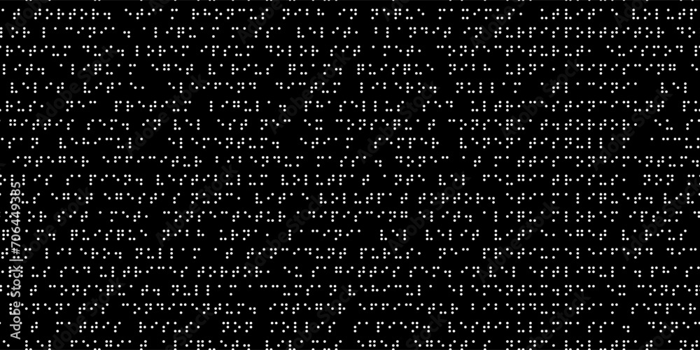 Texture of round holes of braille text on a black background. Seamless pattern of code symbols. International alphabet for the blind. - obrazy, fototapety, plakaty 