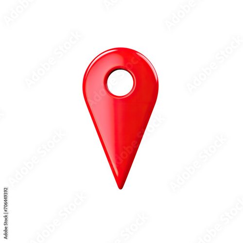 Glossy red destination map pointer icon, cut out