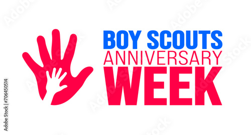 February is Boy Scouts anniversary week background template. Holiday concept. background, banner, placard, card, and poster design template with text inscription and standard color. vector