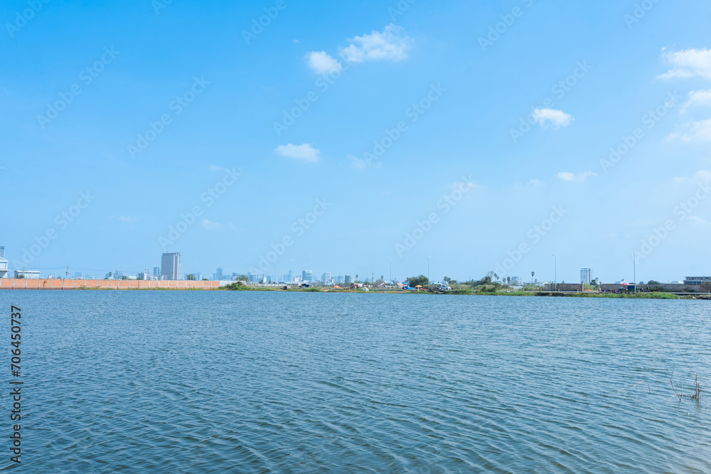 The River Water Surface Fresh Background Outside City