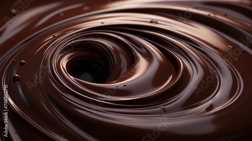 Close-up of Whirling Melted Dark Chocolate. Neural network AI generated art