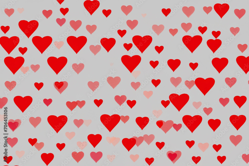 many hearts. pattern of red hearts on a light background. valentines day concept