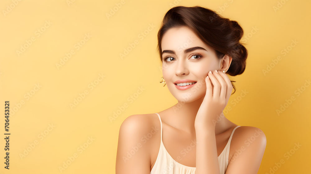 Beautiful caucasian girl with healthy perfect facial skin Beautiful caucasian girl with healthy perfect facial skin