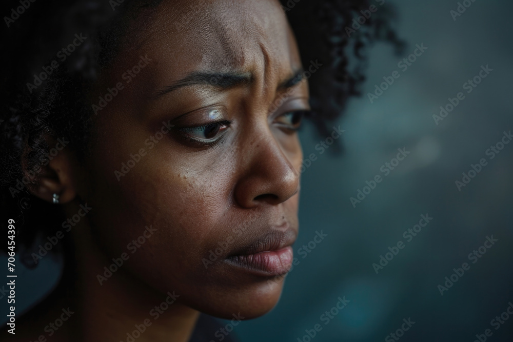 Tearful Black Woman Expresses Deep Emotion