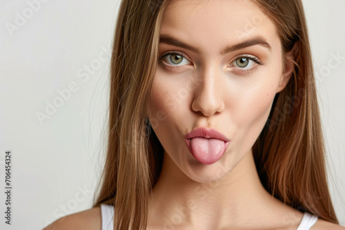 A Young Woman Sticking Her Tongue Out