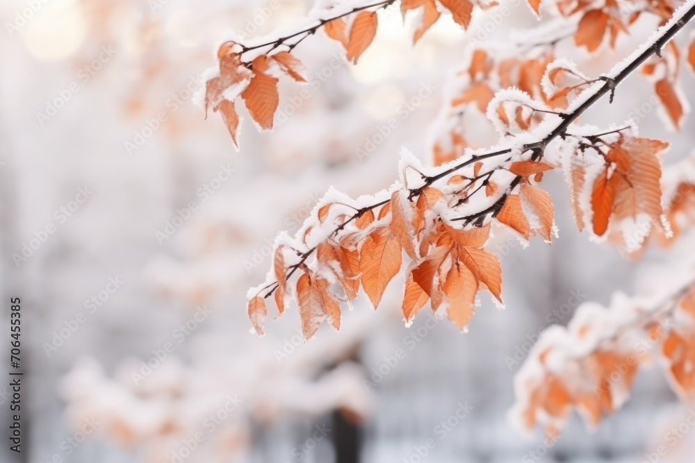 Beautiful tree branches covered with snow on winter day Beautiful tree branches covered with snow on winter day