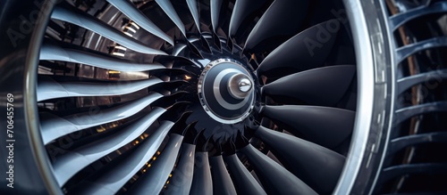 Private plane's jet engine in closeup. photo