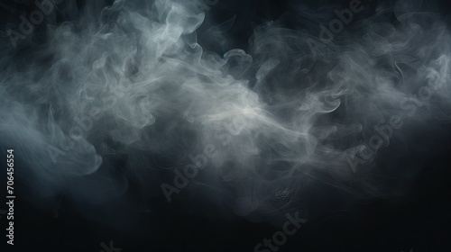 Abstract smoke moves on a black background, Abstract texture, Cloud of smoke, White smoke on a black background
