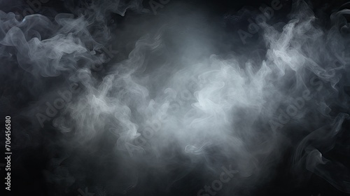Smoke on a black background, Abstract background, Design element, Inhalation, White smoke on a black background