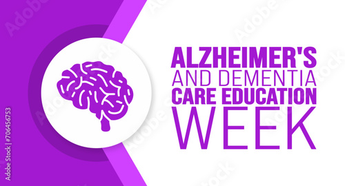 February is Alzheimer's and dementia care education week background template. Holiday concept. background, banner, placard, card, and poster design template with text inscription and standard color.