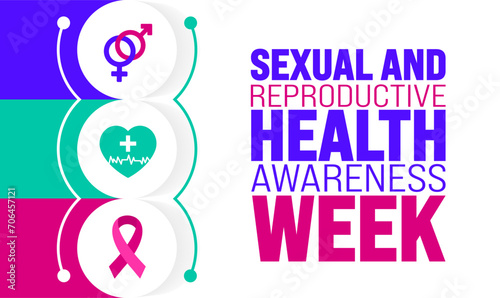 February is Sexual and reproductive health awareness week background template. Holiday concept. background, banner, placard, card, and poster design template with text inscription and standard color.