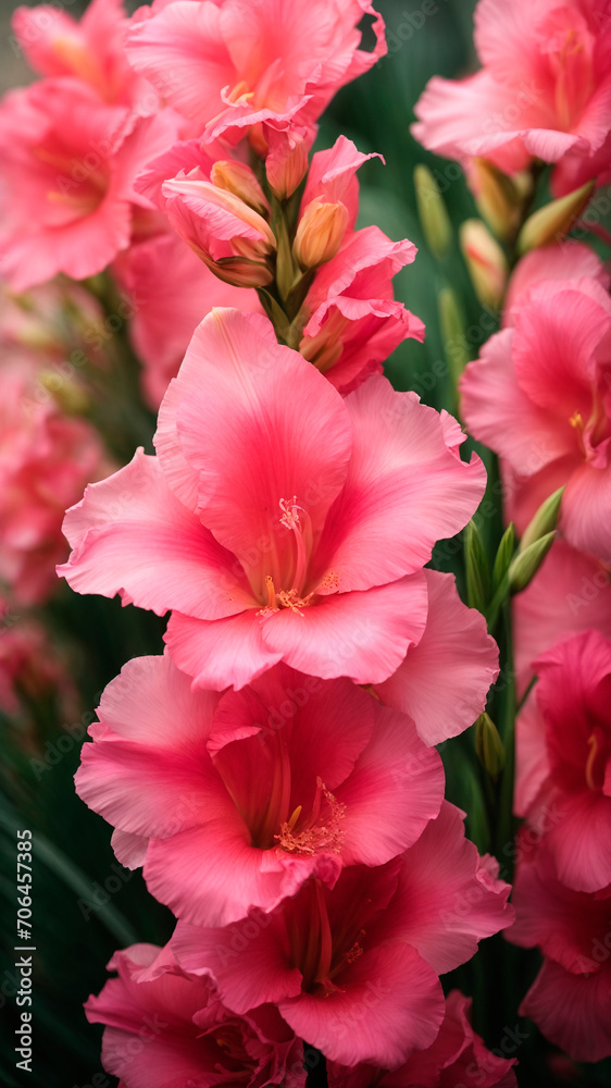 photo close up on beatifull pink gladiolus flower details. AI generated photo close up on beatifull pink gladiolus flower details. AI generated