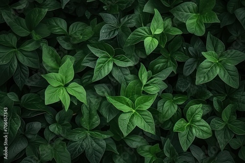 Dark green leaves in a garden represent the natural environment ecology and greenery © Muh