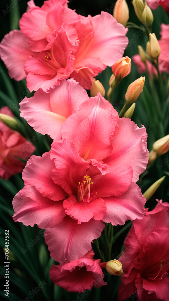 photo close up on light pink gladiolus flower details. AI generated photo close up on light pink gladiolus flower details. AI generated