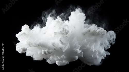 Soft White Fluffy Cloud Floating in Serene Atmosphere, Isolated on Black Background - Heavenly Nature Scene for Weather Concepts and Ethereal Beauty