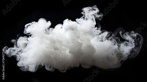 Soft White Fluffy Cloud Floating in Serene Atmosphere, Isolated on Black Background - Heavenly Nature Scene for Weather Concepts and Ethereal Beauty