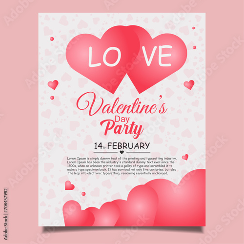 Happy Valentine's Day romantic beautiful party flyer design