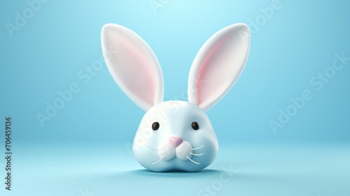 Whimsical Easter Bunny: Fluffy White Rabbit Ear on a Pastel Blue Background, Celebrating the Joy of Spring with Adorable Holiday Tradition and Festive Colors.