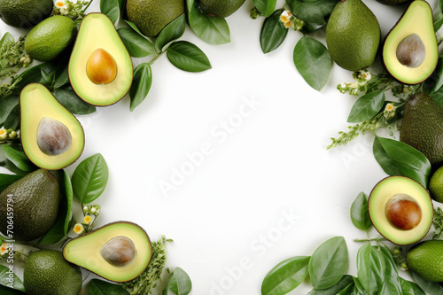 Luscious Green Goodness: Juicy Avocado on a Clean White Background - A Delectable Display of Healthy and Nutrient-Rich Food, Space for Your Text