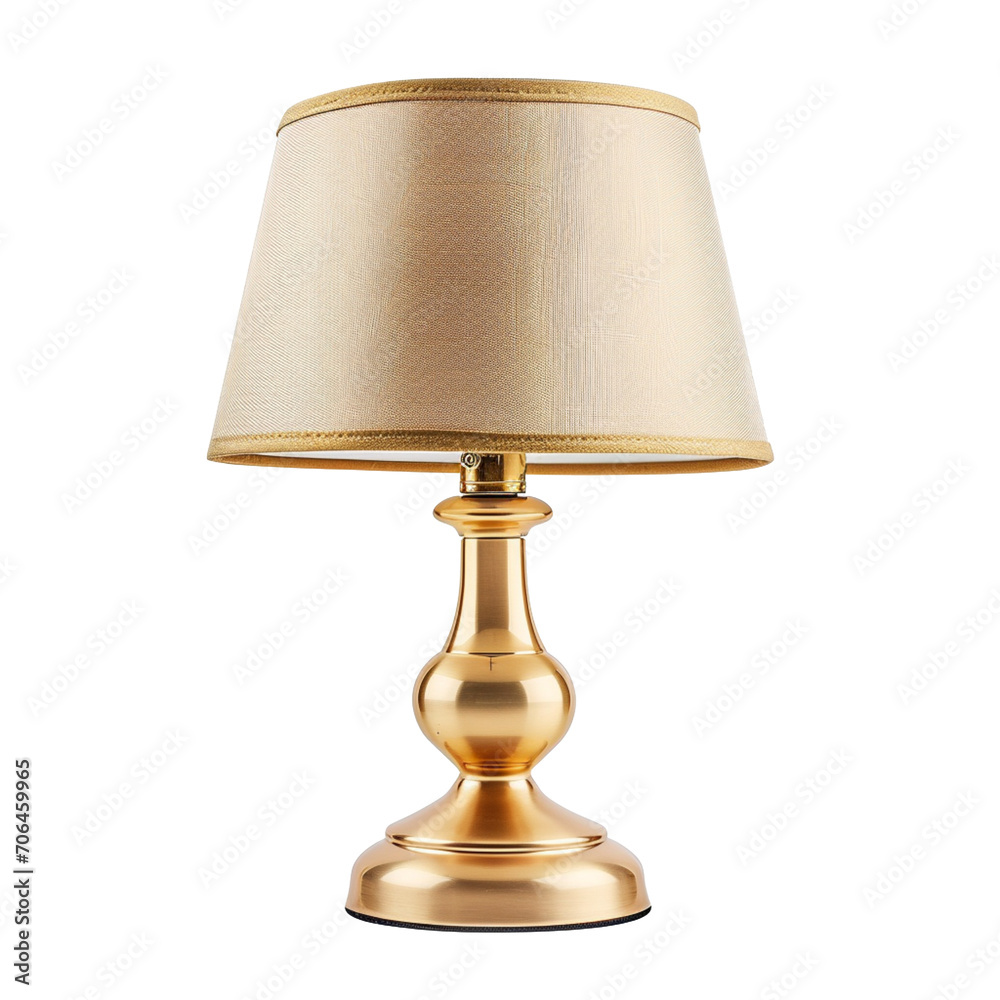 Golden color bedside lamp at hotel room, isolated on a transparent background. Golden color bedside lamp at hotel room, isolated on a transparent background.