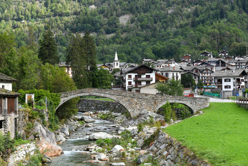 View at the village of Gaby on Aosta valley in Italy