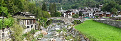 View at the village of Gaby on Aosta valley in Italy