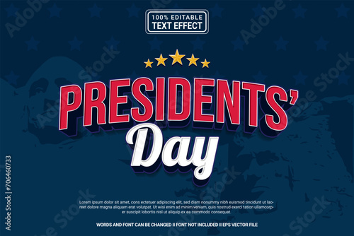 Editable text effect Presidents' day 3d cartoon template stlye modren premium vector photo