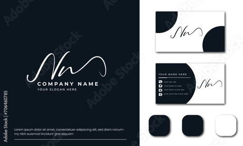 NN N N initial letter handwriting and signature logo and business card vector